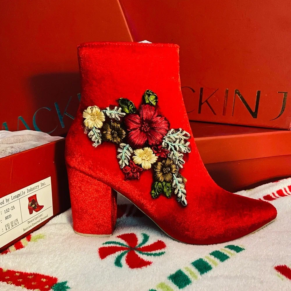 🚨🚨LAST PAIR ☝️👠 Red Ankle Booties - Picture 2 of 3